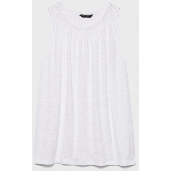 NWOT Women's Banana Republic Factory Crinkle Smocked Top, XS, White - Picture 1 of 7
